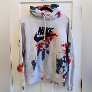 Nike White Custom Tie Dye Hoodie Size Medium B4
